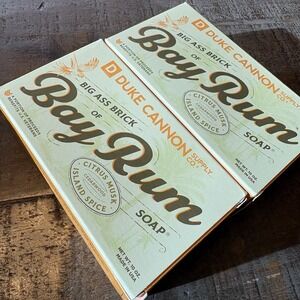 2 Duke Cannon Big Ass Brick of Bay Rum Bar Soap Citrus Musk Boxes Show Wear
